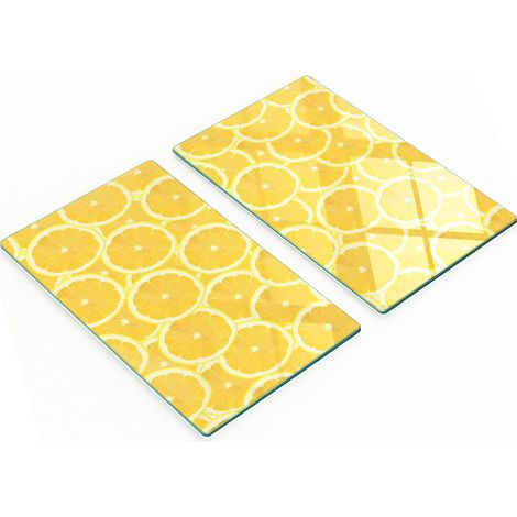 Stilvolle und robuste Glasbretter mit aufgedruckten Zitronenscheiben, 2 x 30 x 52 cm (1/5)
