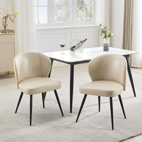 Hoerfuriy – Lot de 2 chaises rembourrées en cuir synthétique – Structure en acier – Ergonomiques pour cuisine et salle à manger – Assemblage rapide (1/5)