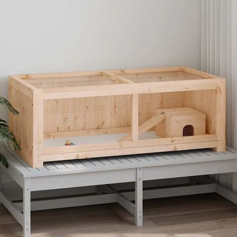 Cage pour hamster, dimensions 104x52x38 cm, en bois de cèdre massif.