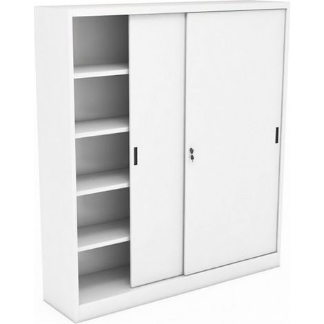 Armadio in metallo ad ante scorrevoli 120x45x200 grigio (1/2)