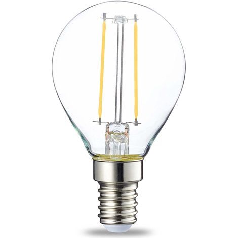 6er-Pack kleine runde P45-LED-Lampen, E14-Edison-Schraubsockel, 2 W (entspricht 25 W), klares Filament, nicht dimmbar, Warmweiß [Energieklasse E] (1/4)