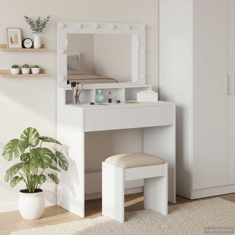 Coiffeuse avec miroir et éclairage LED USB blanc en bois d’ingénierie 78,5 x 41 x 135 cm - PANGIVO (1/5)