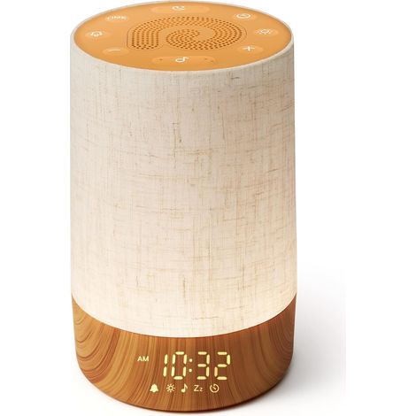 Réveil Lumineux Simulateur d’Aube, Réveil Matin avec Mode Favori, Machine Bruit Blanc avec 29 Sons Apaisants, Lampe de Chevet 20 Niveaux de Luminosité, Écran 5 Niveaux, Minuterie (1/5)