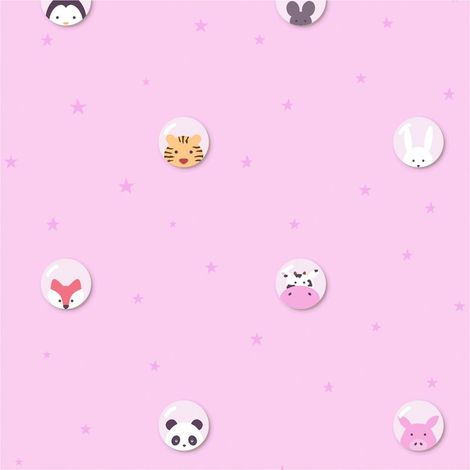 Children wallpaper wall Profhome 381432 non-woven wallpaper slightly textured with pattern for kids matt pink white yellow black 5.33 m2 (57 ft2) (1/5)