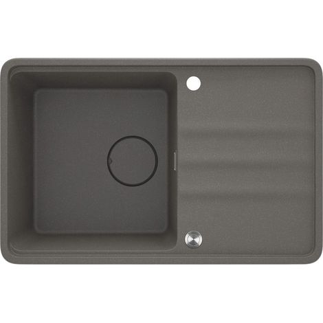 Lavello cucina da incasso in granito con 1 vasca e gocciolatoio 78x50 cm antracite metallizzato - Mira