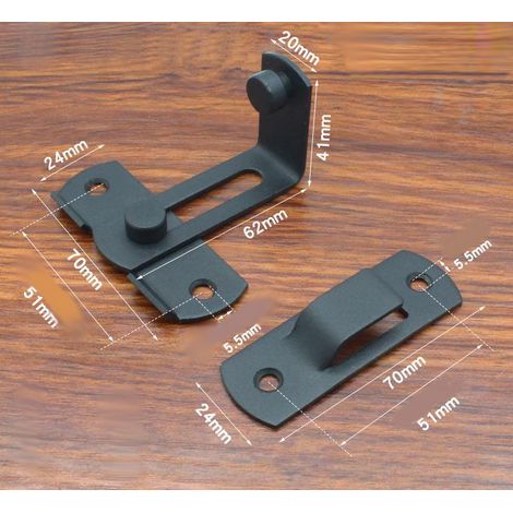 Anti-theft door buckle right angle door buckle corner latch door buckle sliding door lock-90 degrees, black, 76.2cm, 2pcs (1/4)