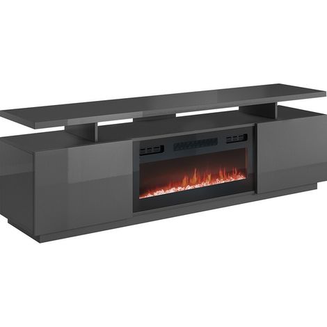 Meuble TV Charlotte 151, Graphite + Graphite brillant, Le nombre de portes: 2, Nombre de tiroirs: 0, 180x56x40cm (1/5)