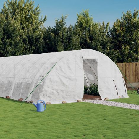 Serre de Jardin Serre d'hivernage Serre tunnel avec cadre en acier blanc 120 m² 24x5x2,3 m NSME6109 (1/5)