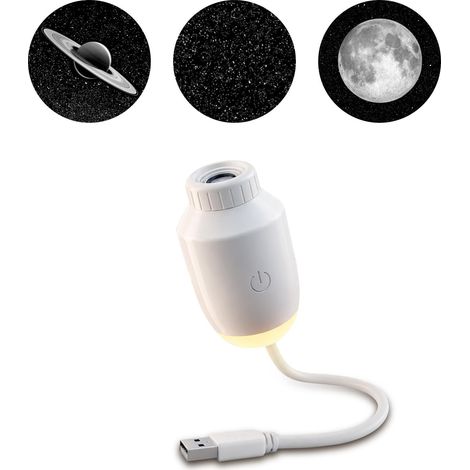 Proiettore stellare 2 in 1, luce notturna mini USB con 3 pellicole di proiezione, luminosità regolabile per camera da letto e auto (1/5)