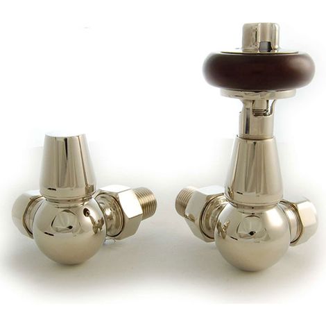 West Faringdon Corner Thermostatic Radiator Valve and Lockshield - Nickel (1/5)