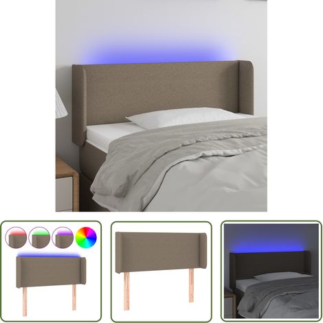 The Living Store Tête de lit à LED Taupe 83x16x78/88 cm Tissu - Tête De Lit Led - Têtière Lumineuse - Éclairage Led - Chambre Moderne - Décoration Murale (1/5)