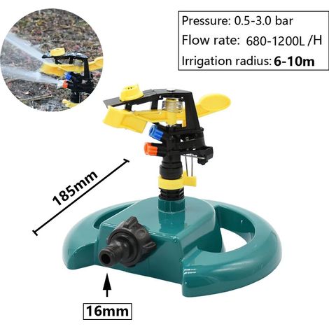 (B) Arroseurs à jet rotatif à 360 degrés avec buses à bascule, support réglable, pour l'arrosage et l'irrigation de jardins, pelouses et exploitations agricoles. (1/5)