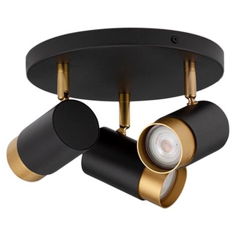 Merano Knoxville 3 faisceaux de spots de plafond Sandy noir, aluminium doré LED GU10 3x10W
