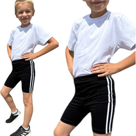 Tenue de sport garçon, blouse blanche, short noir, PL (1/3)