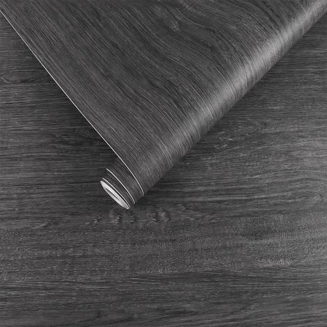 Papier Peint Imitation Bois Gris Vintage Stickers Effet Bois Noir Papier Adhésif pour Meuble Rouleau Adhesif Decoratif Chambre Armoire Stickers Meuble Cuisine Lavable Salle de Bain 40cmx300cm (1/5)