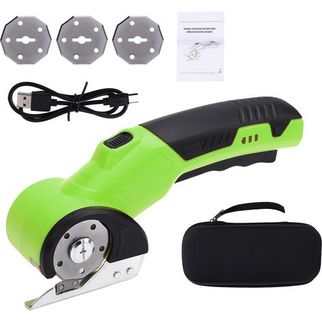 Ciseaux électriques sans fil rechargeables 3,6 V pour boîtes en carton, coupe-tissu avec lame de rechange, verrouillage de sécurité, lumière LED pour cuir, tapis, plastique, découpe, couture, projets  (1/5)