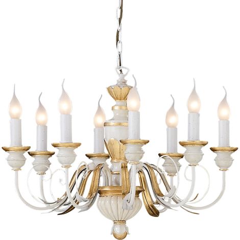 Lampadario Classico Firenze Materie Plastiche Bianco 8 Luci E14 (1/2)