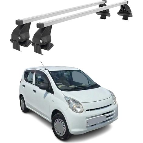 OMAC Dachträger Querträger Stahl für Suzuki Alto 2009-2014 – Abschließbar – City-Crash-getestet – DIN 75302:2019 – ISO/PAS 11154:2006 – Max. 50 kg Silber (1/5)