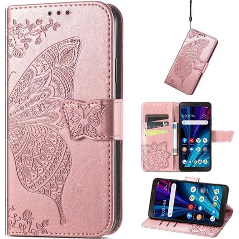 Étui à rabat pour OnePlus Nord 4, Papillon, or rose