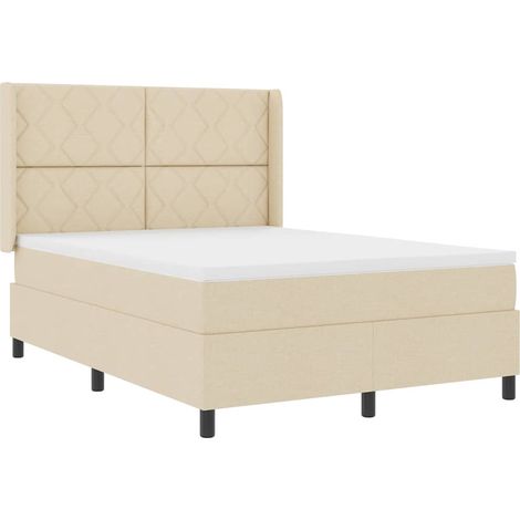 Box Spring Bed with Mattress Cream 160 x 200 cm Fabric vidaXL (1/5)