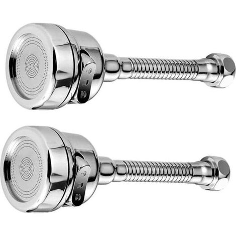 Aste di prolunga per rubinetto - Confezione da 2 - Materiale ABS argento - Girevoli - Resistenti agli schizzi - Universali - Risparmio idrico (1/3)