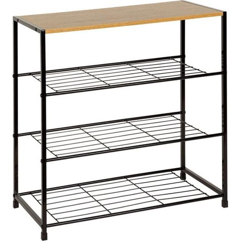 Home Heavenly® - Estantería KRAFT, estilo industrial con 4 estantes, estructura metálica y acabado efecto roble, 63x30x63 cm.  Color: Roble