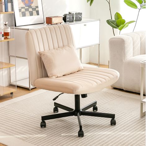 Silla escritorio giratoria regulable tela beige OKMYHOME (1/3)