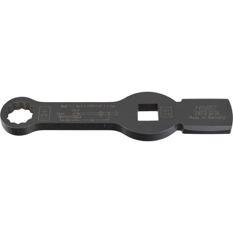 Hazet Schlag-Ringschlüssel, mit 2 Schlagflächen 2872SZ-24, 3/4 (20 mm) Vierkant hohl, Außen Doppelsechskant Profil, SW 24 mm