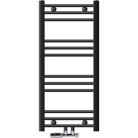 ECD Germany Radiador Toallero de Baño Sahara 400 x 800 mm Antracita Recto con Termostato, con Conexión Central en Forma de Esquina a la Pared, Calentador Secador de Toallas con Kit de Montaje Incluído