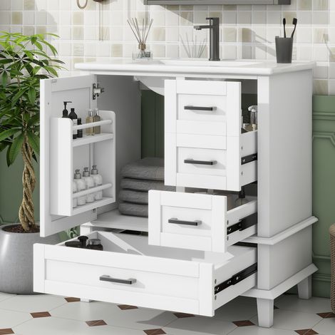 Mueble de baño con lavabo 76x46x83,5 cm MDF blanco FloraGrace (1/5)