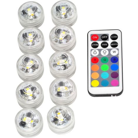 Lumière LED de plongée Mini Étanche RVB Multicolore Bougie Éclairage 1pcs Télécommande Étang Aquarium 10pcs (1/5)
