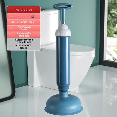 Leistungsstarker Toilettenreiniger zur Beseitigung von Verstopfungen in Abwasserrohren und anderen Gegenständen. Spezielles Lederwerkzeug mit Saugkraft (starke Saugkraft [Nordischblau]). (1/5)
