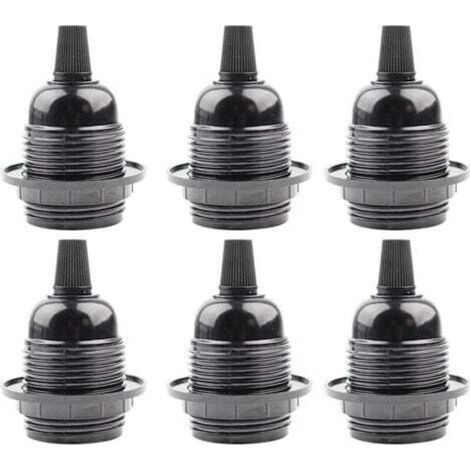 6pcs Douille E27 Noir,Douille E27 a Visser en Plastique,Abat-jour Bague Connecteur Adaptateur Base,Support de Lampe de Rechange,pour Lampe de Table,Lampadaire ou Plafonnier (1/4)