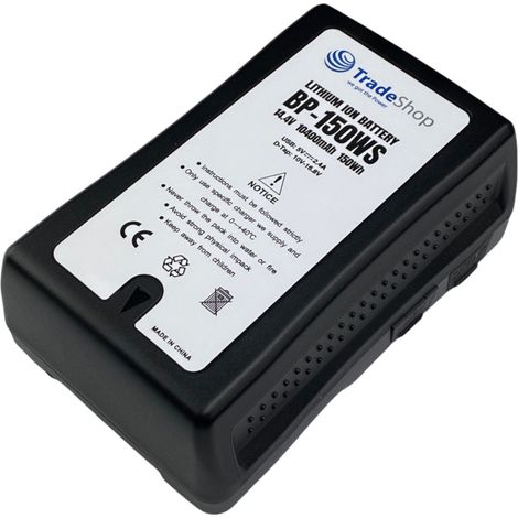 Trade-Shop Li-Ion Akku V-Mount 14,4V 10400mAh 150Wh mit D-Tap USB Ausgang für Sony PDW-F350 PDW-F350L PDW-R1 PDW-V1 PDW700 PMW580L PVM-5041Q (1/4)