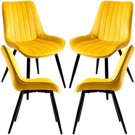 Packs Sillas Comedor - Pack 4 Sillas Lene Terciopelo - Amarillo (1/4)