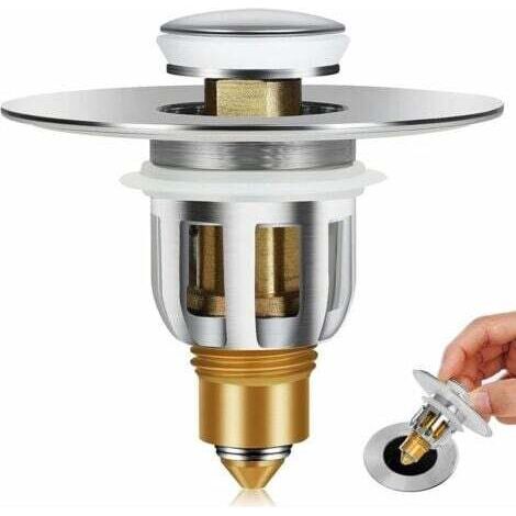 Bonde Popup Bouchon Lavabo en Acier Inoxydable, Flitre de Vidange Anti-Bloqué,Pop Up Bouchon Lavabo Bouchon Baignoire De Vidange D'évier pour Les Trous de 26mm à 50mm-- (1/5)