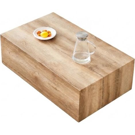 ELVMI Rechteckiger Couchtisch Monoblock ohne Montage mit Rutschfesten Fussgleitern, aus MDF, Holzoptik, 90×50×30 cm (1/5)