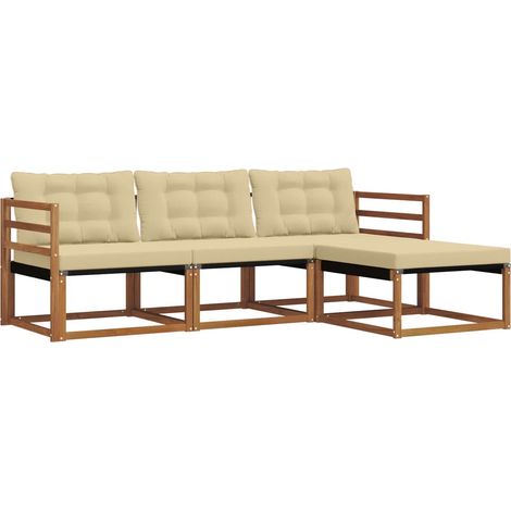 Ensemble de canapés d'extérieur 4 pcs Salon de jardin Naturel et Beige (1/5)