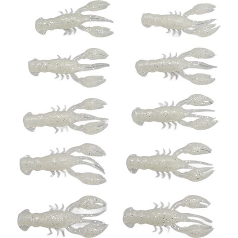 Lot de 10 leurres souples lumineux en PVC, imitations d'écrevisses et de crevettes, parfaits pour la pêche à la perche. (1/5)