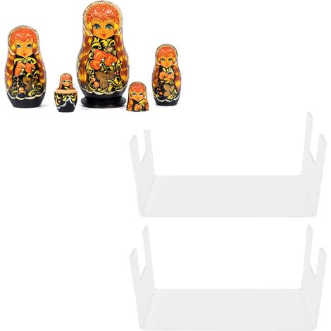 Set aus 2 transparenten Acryl-Aufstellern für Spielzeug, Puppen und Schmuck, ideal fürs Schlafzimmer. (1/5)