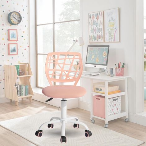 Chaise de Bureau Colourée, Siège Ergonomique Pivotante à Hauteur Réglable pour Ordinateur, roulettes à 5 Branches, Chaises et Tabourets à Domicile, Siège de Travail, Macaron Rose