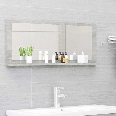 Miroir de salle de bain avec étagère gris béton 90 x 10,5 x 37 cm - PANGIVO (1/5)