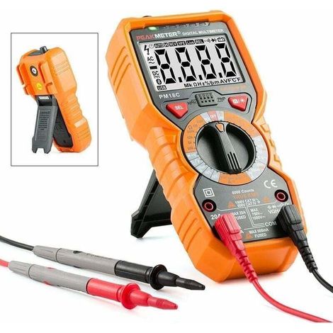 PM18C Digitales Multimeter AC/DC Automatischer digitaler elektrischer Tester Berührungsloser Voltmeter Amperemeter Ohmmeter Spannungsdetektor Hold mit Hintergrundbeleuchtung - RWMultimeter, Ohmmeter (1/3)