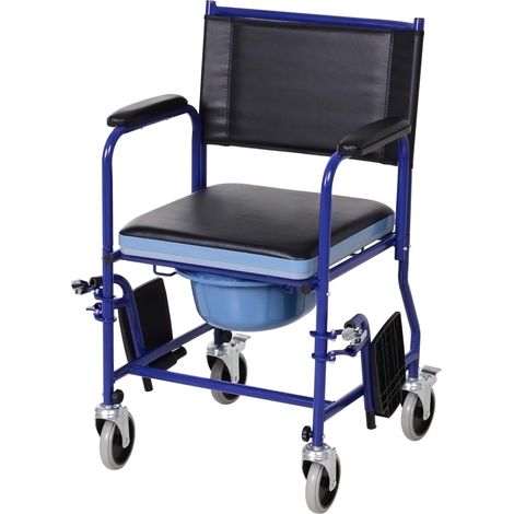 Klappbarer Duschstuhl mit abnehmbarem Eimer aus Stahl und PVC, 87 x 57 x 92 cm