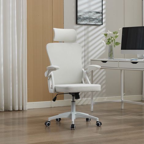 Chaise de bureau ergonomique blanche en maille respirante avec soutien lombaire réglable – dimensions sur demande (1/5)