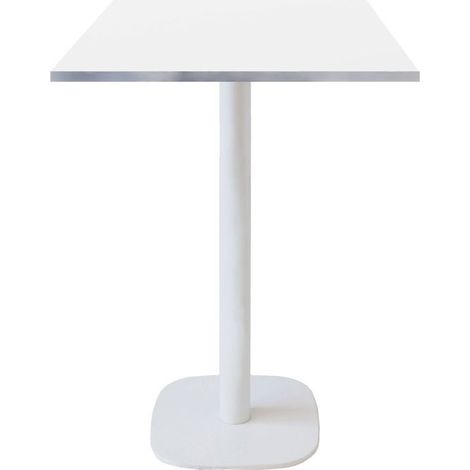 Mange-debout 60 x 60 cm - modèle Round pied blanc blanc chants inox