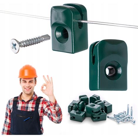 ŒILLET pour fil de tension de grillage, VERT, pour poteau, lot de 100 pièces