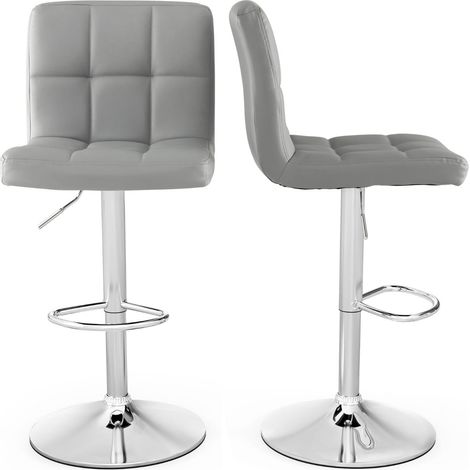 Tabourets de bar pivotants à 360° réglables, lot de 2, cuir gris
