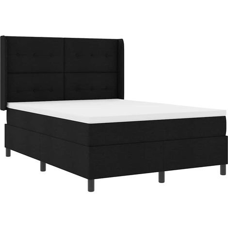 Maison Exclusive - LED Boxspringbett mit Matratze Schwarz 140 x 1