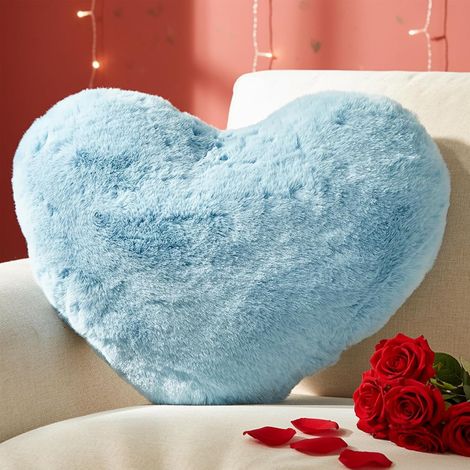1 Coussin Cœur, Tissu Imitation Lapin, Rembourrage Mousse PP, Décoration Canapé, Chambre Ado (1/5)